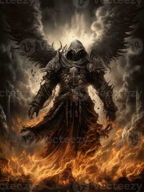 demon flying tyrael game tattoo epic dark fantasy illustration art ...