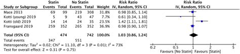 Five Year Overall Survival—random Effect Meta Analysis Comparing Statin