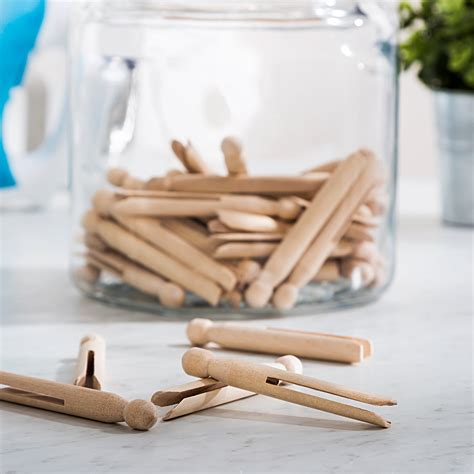 Natural Wood Classic Round Clothespins 100 Pack