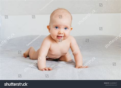 Naked Cute Baby Girl On Light Stock Photo 1624808047 Shutterstock