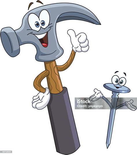 kartun palu  kuku ilustrasi stok  gambar  palu