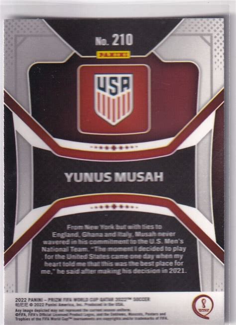 Panini Prizm Soccer World Cup Qatar 2022 No 210 Yunus Musah EBay