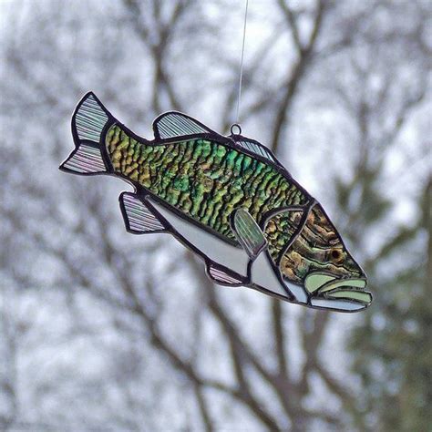 Stained Glass Largemouth Bass Etsy Stained Glass Stained Glass