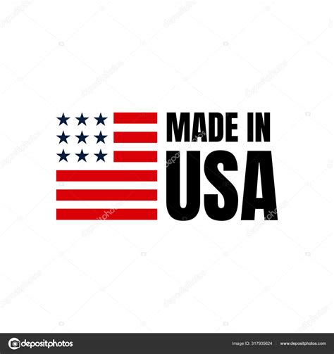 Made In Usa Sign Logo American Flag Us Icon Vector With Red Blue Stock