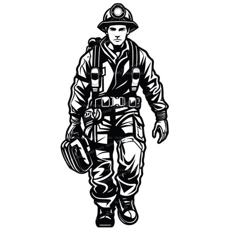 firefighter clipart black  white etsy
