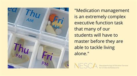 Executive Function Tasks – Medication Management – NESCA