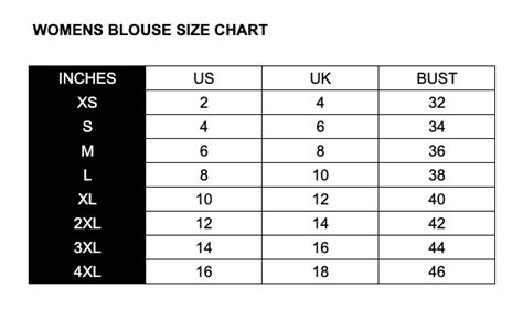 Womens Blouse Size Chart Allthatsdesi