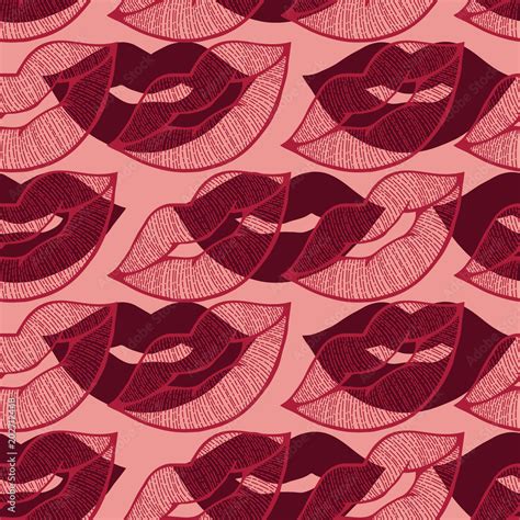 Sexy Line Art Lips Seamless Pattern Stock Illustration Adobe Stock