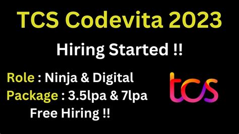 TCS Off Campus Direct Hiring FREE Hiring TCS Ninja Digital TCS