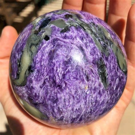 Rare 3 2 XL Polished Chatoyant Charoite Crystal Sphere 1 6lb Etsy