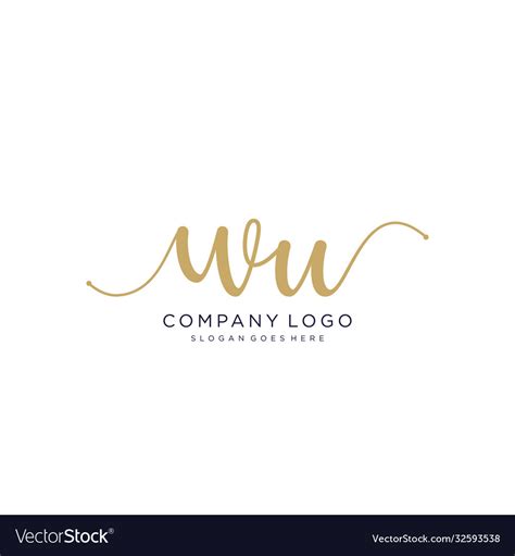 Wu Initial Handwriting Logo Design Royalty Free Vector Image