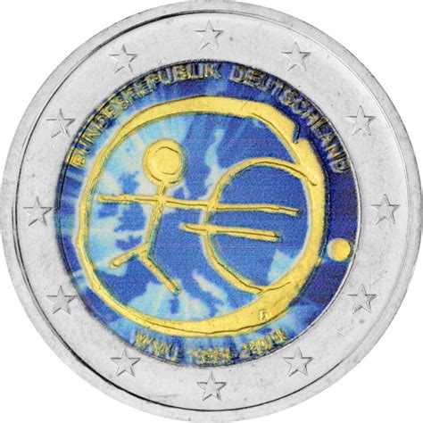 2 Euro Gedenkmünze Deutschland 2009 bfr 10 Jahre WWU coloriert 21