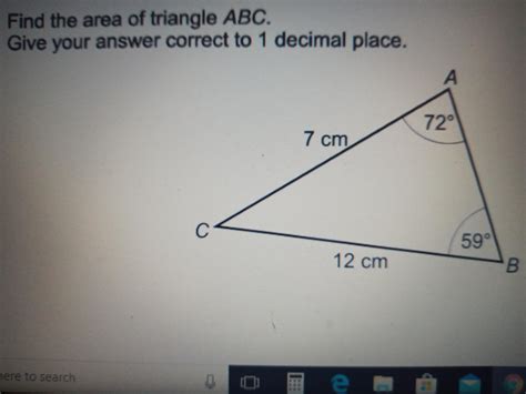 Find The Area Of Triangle Abc Give Your Answer Correct To Decimal