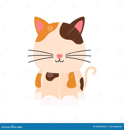 Cute Little Cat Sitting Pet Animal In Animated Cartoon Png Illustration