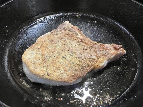 pork chops   balance  good crust  overcooked