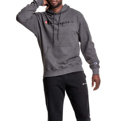 Champion Mens Powerblend Fleece Graphic Script Logo Pullover Hoodie