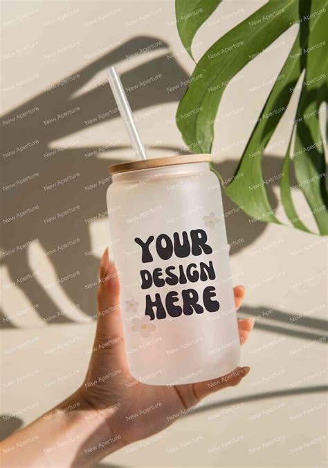 16oz Frosted Beer Can Glass Bottle Mockup Photostock Etsy