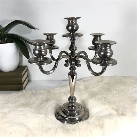 Ornate Vintage Silver Plated Candelabra Large Arm Etsy Vintage