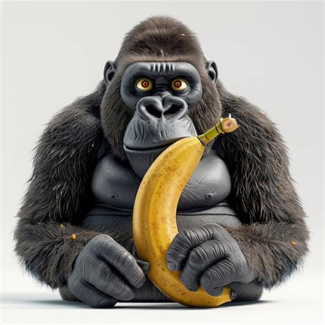 Premium Photo A Gorilla Holding A Banana With A Banana In The Background