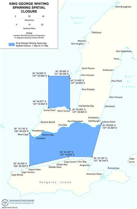 sa  opens areas  king george whiting fishing department