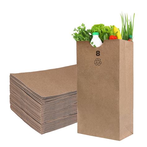 [500 Count] Brown Kraft Paper Bag (8 lb) Small - Paper Lunch Bags ...