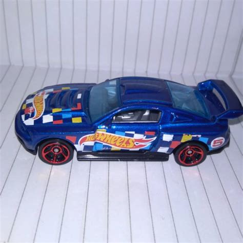 Custom Ford Mustang Blue Race Team Hw Hot Wheels Mattel Hotwheels Rivet Mulus Car Spoiler Red