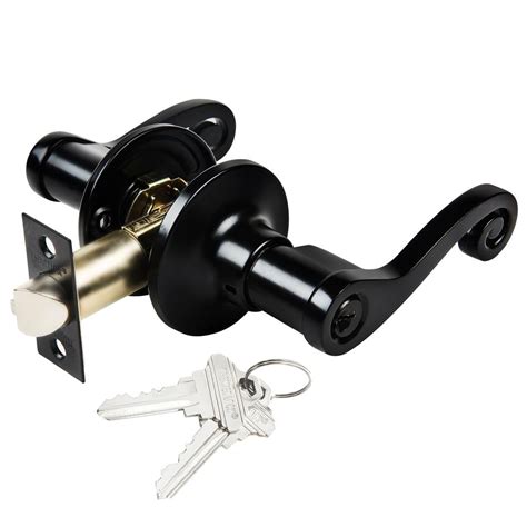 Premier Lock Matte Black Light Commercial Duty Door Lever Lock Set With Decorative Handle And 4