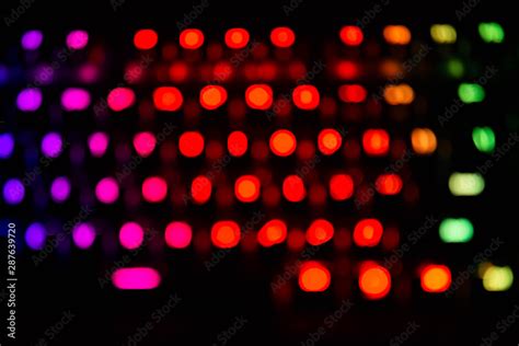 Diagonal RGB gaming keyboard bokeh background. Colorful mechanical ...