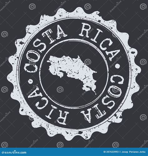 Costa Rica Map Seal. Silhouette Postal Passport Stamp. Round Vector