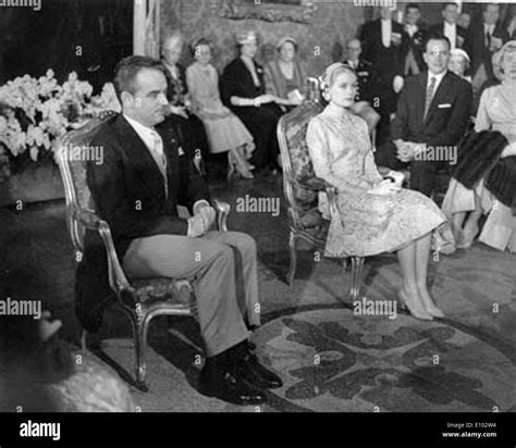 Actress Princess Grace Kelly And Prince Rainier In Meeting Stock Photo