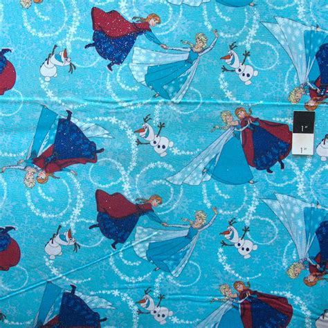 Springs Creative Disney Frozen Sisters Ice Skating Toss Blue Fabric By Yard