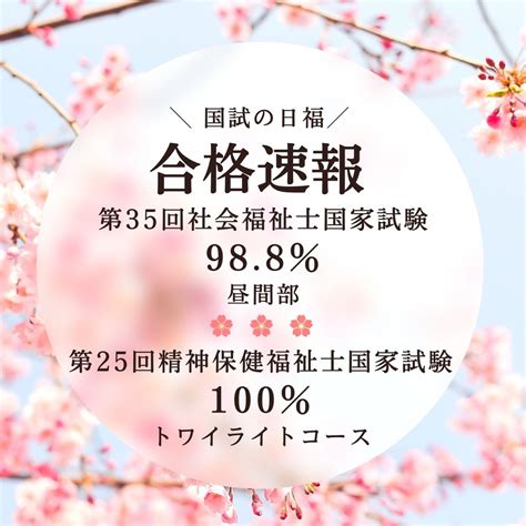 《合格速報》社会福祉士・精神保健福祉士の国家試験合格実績｜トピックス｜日本福祉教育専門学校