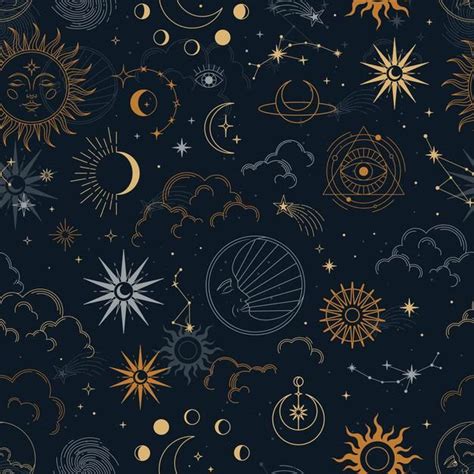 Premium Vector Vector Magic Seamless Pattern With Constellations Sun