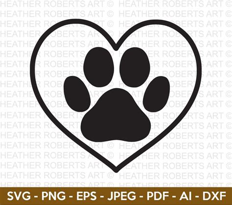 Dog Paw Heart Svg, Dog Svg, Paw SVG, Animal Paw Svg, Animal Svg, Dog ...