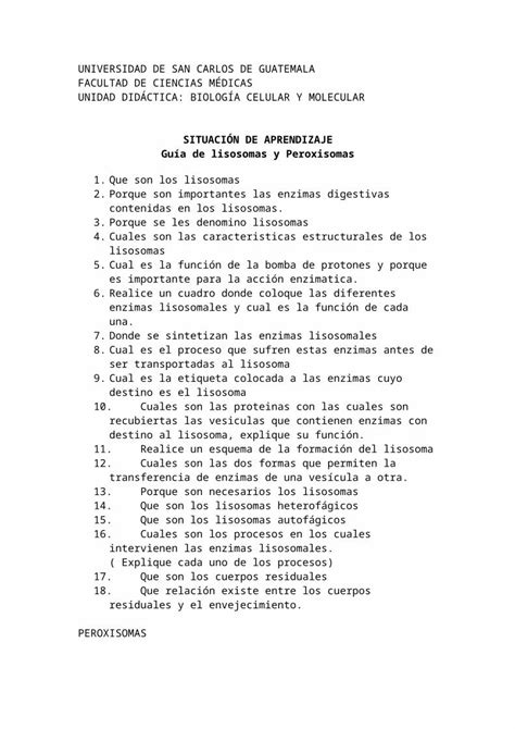 Docx Gu A De Lisosomas Y Peroxisomas Web Viewuniversidad De San