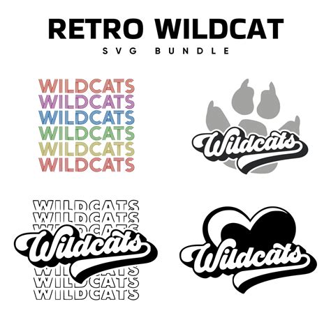 4 Retro Wildcat SVG Designs | Master Bundles