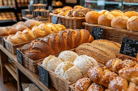 Premium Photo Bakery Showcase With Bread And Pastry Products