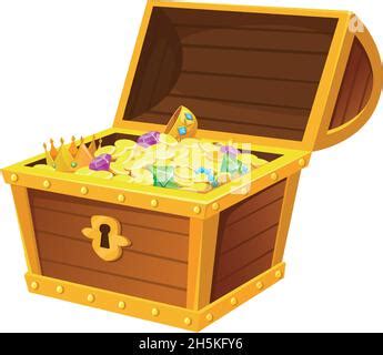 Pirate Buried Treasure Chest On Island Beach Vector Cartoon Character