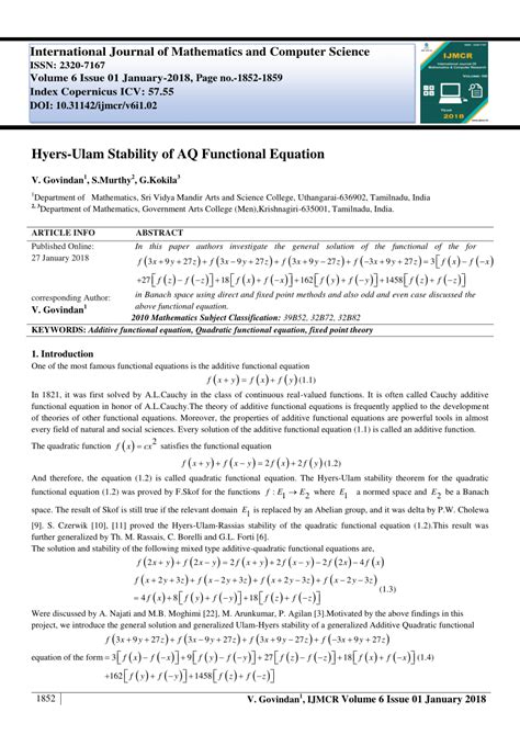 PDF Hyers Ulam Stability Of AQ Functional Equation