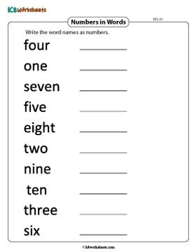 number     words worksheets