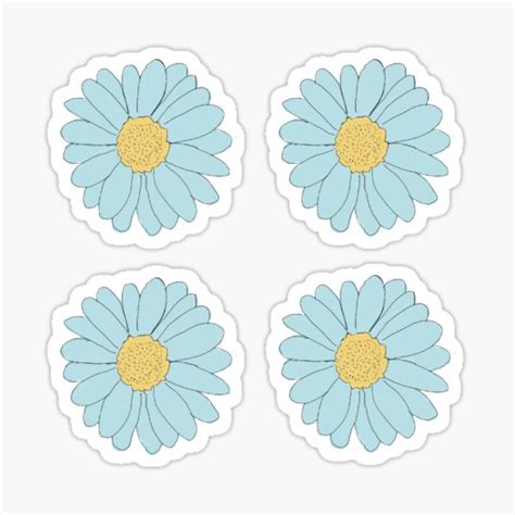 Teal Daisy Flower Pack Sticker For Sale By Colleenm Redbubble