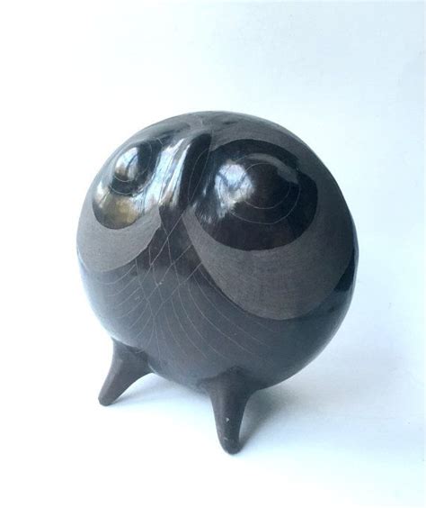 Signed V Silva Tonala Black Pottery Owl Mexican Folk Art Etsy