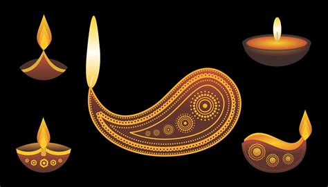 Diwali Decorative Diya Set 1200611 Vector Art at Vecteezy