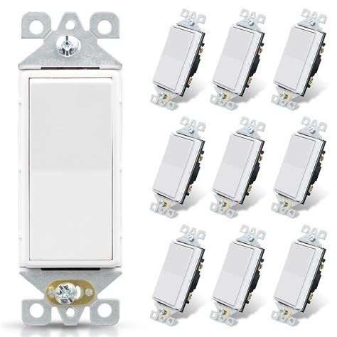 Elegrp Decorator 15 Amp 120v Single Pole Rocker Ac Quiet Light Switch White 10 Pack