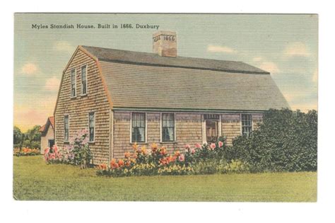 Myles Standish House Built In 1666 Duxbury Massachusetts Vintage Postcard Af164 Ebay