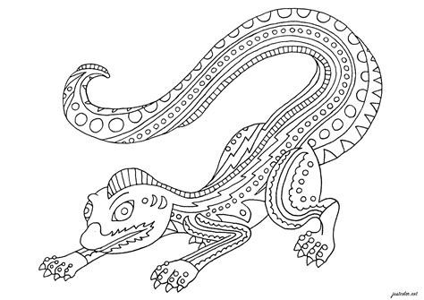 Lizard Alebrijes Chameleons And Lizards Coloring Pages For Adults