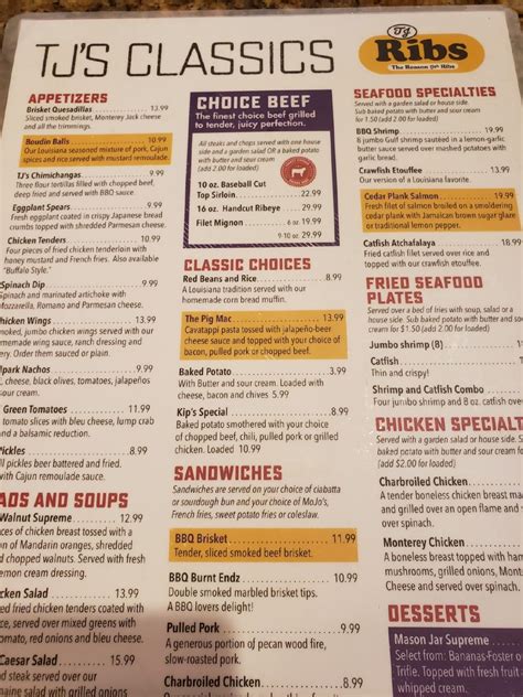 Menu At Tj Ribs Siegen Lane Bbq Baton Rouge Siegen Ln