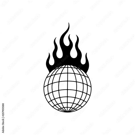 GLOBE IN FIRE WHITE BACKGROUND Stock Vector | Adobe Stock