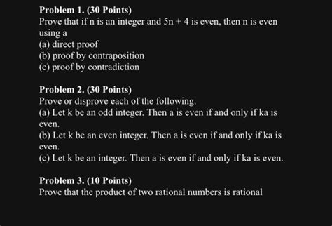 Solved Problem 1 30 Points Prove That If N Is An Integer