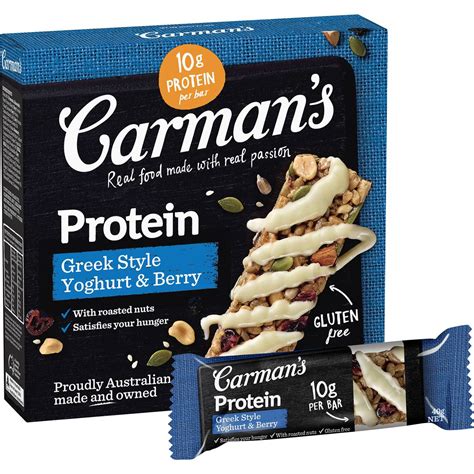 Carman S Greek Yoghurt And Berry Protein Bars 5 Pack Woolworths